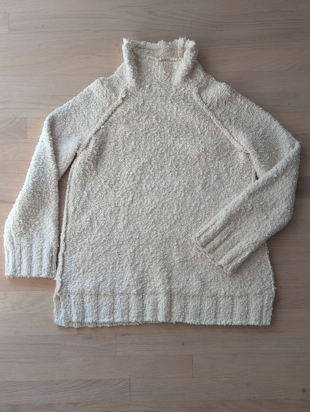 Moth By Anthropologie Cream Textured Funnel-Neck Sweater